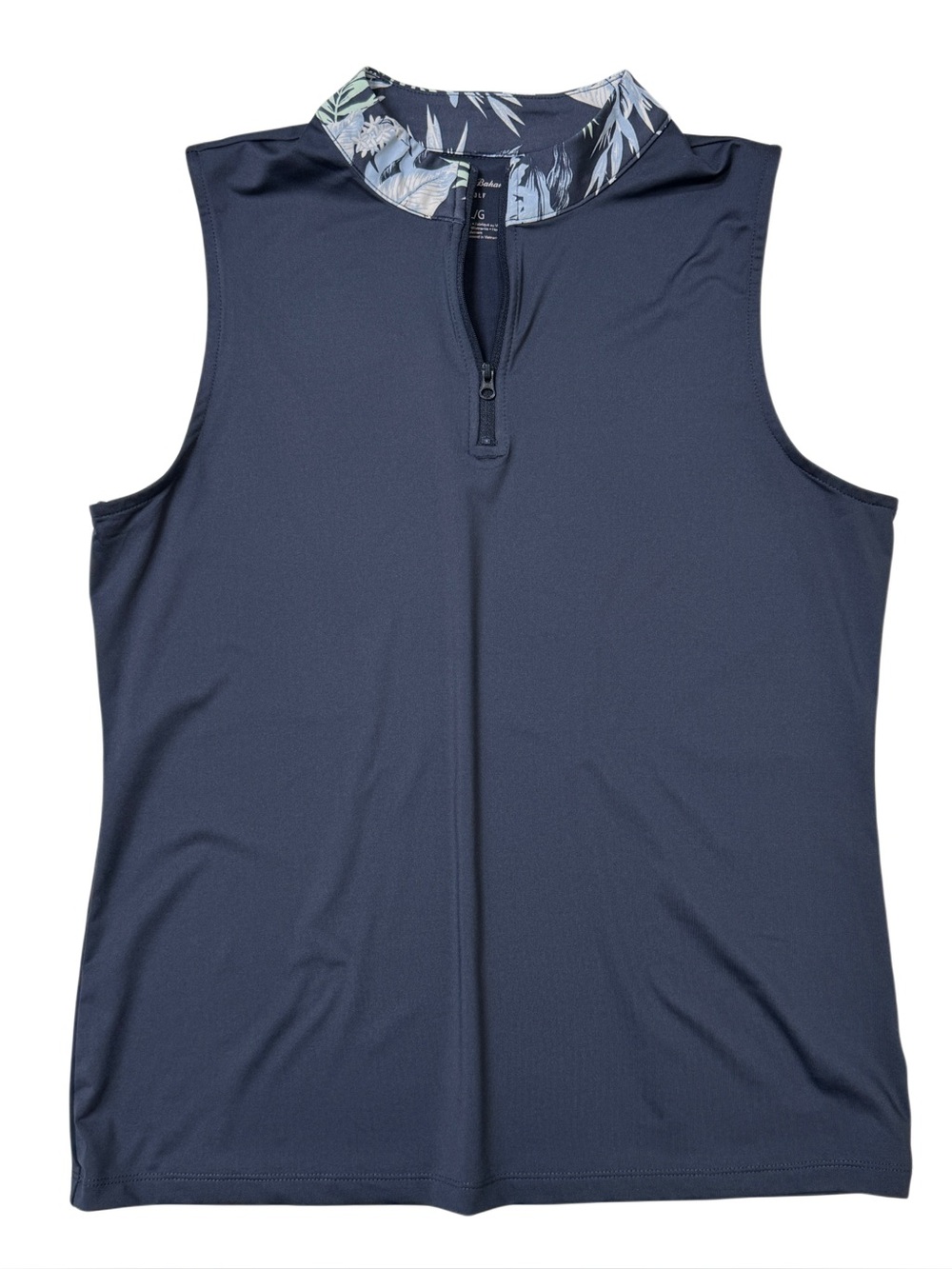 {Tommy Bahama} Blue Sleeveless Quarter Zip Tank Top Golf Polo Shirt WAT11
